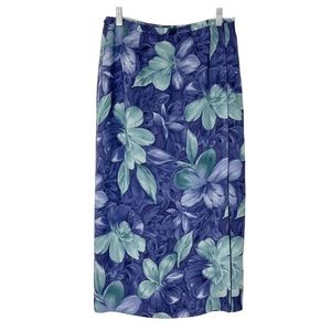 Talbots Pure Silk Floral Wrap Maxi Skirt Lavender Mint Sz 10P